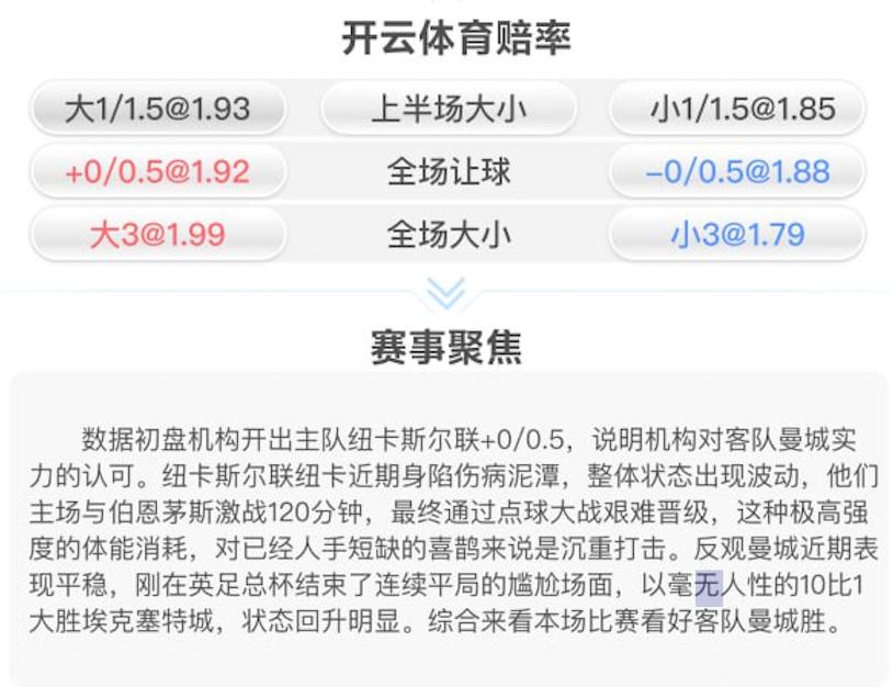 1月14日 英联杯 纽卡斯尔联 vs 曼城 赛事分析